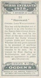 1928 Ogden's Derby Entrants #20 Hereward Back